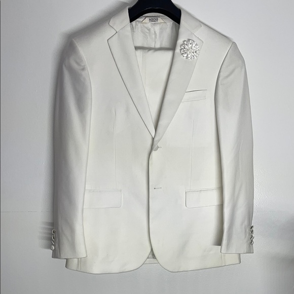 Mens white suit Milano White suit set Sport Coat Notched Lapel & white pants - Picture 7 of 17